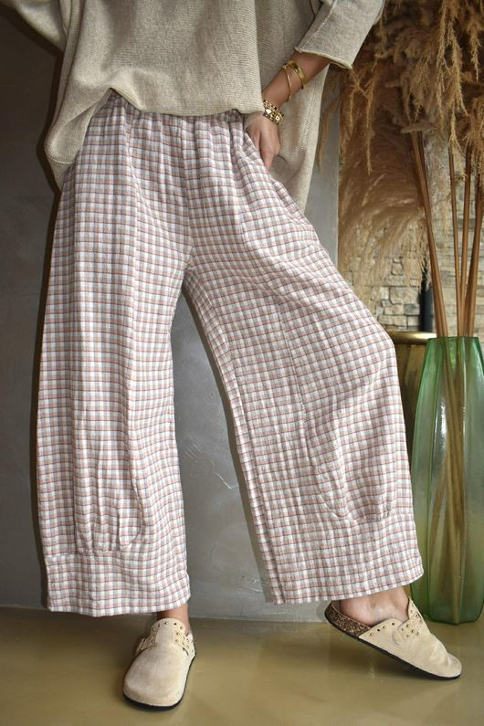 Annie Gingham Quirky 7/8 Pant Antique Rose